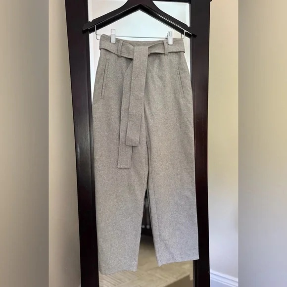 ARITZIA WILFRED JALLADE Light Gray Belted Trousers (US 0) - Picture 2 of 9